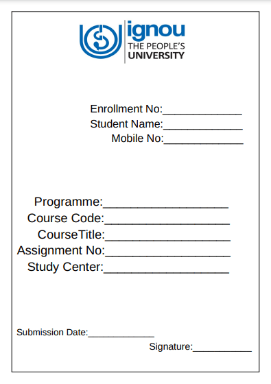 assignment front page ignou 4 assignment front page ignou 4