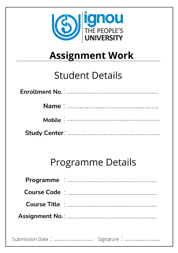 assignment front page ignou 3 assignment front page ignou 3